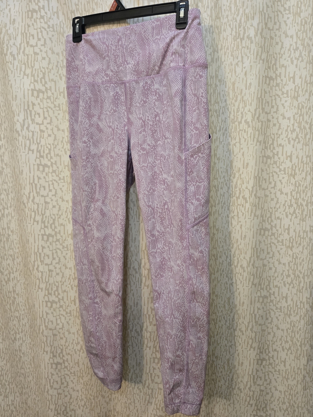 ZELOS Mauve Snake-Print High-Waist Leggings with Side Pockets